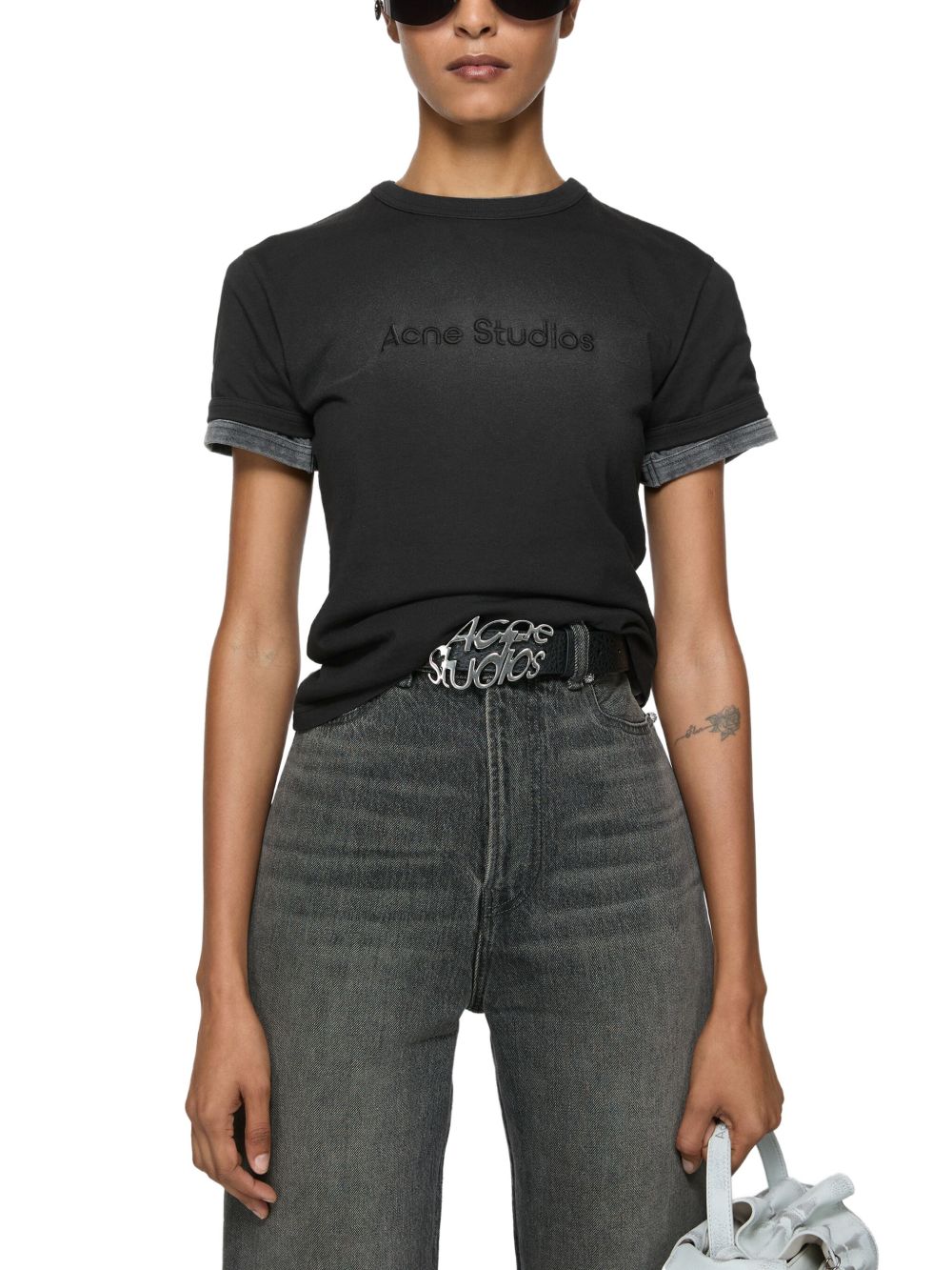 Acne Studios Logo T-shirt Black With Fade-out Effect