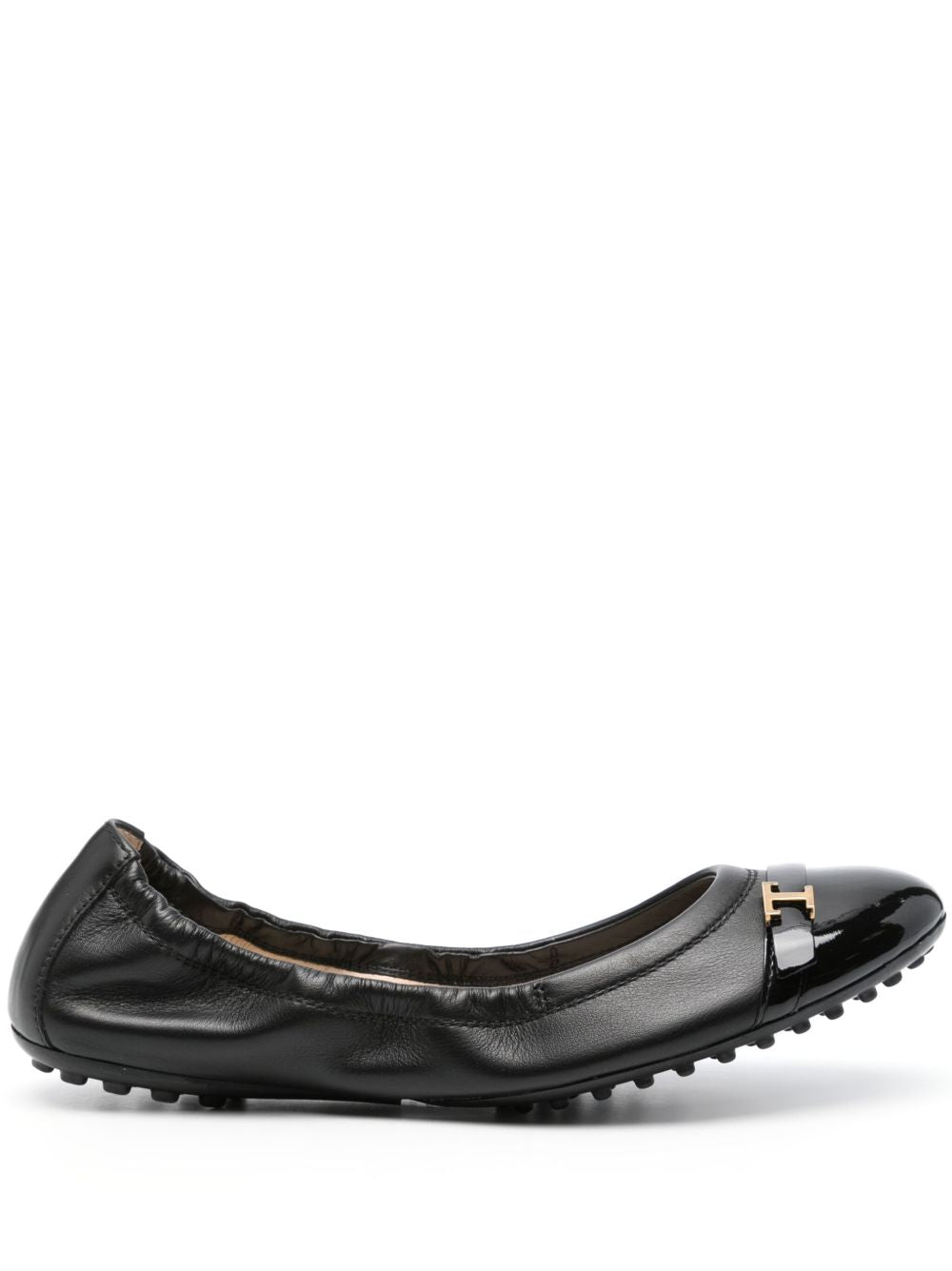 Tod's Black Leather T-timeless Ballet Flats