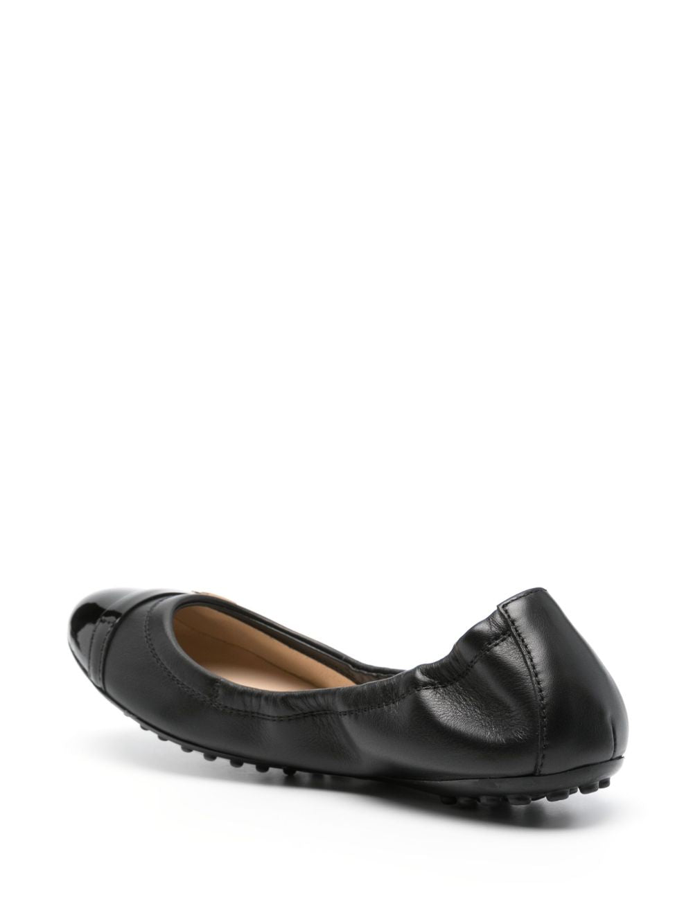 Tod's Black Leather T-timeless Ballet Flats