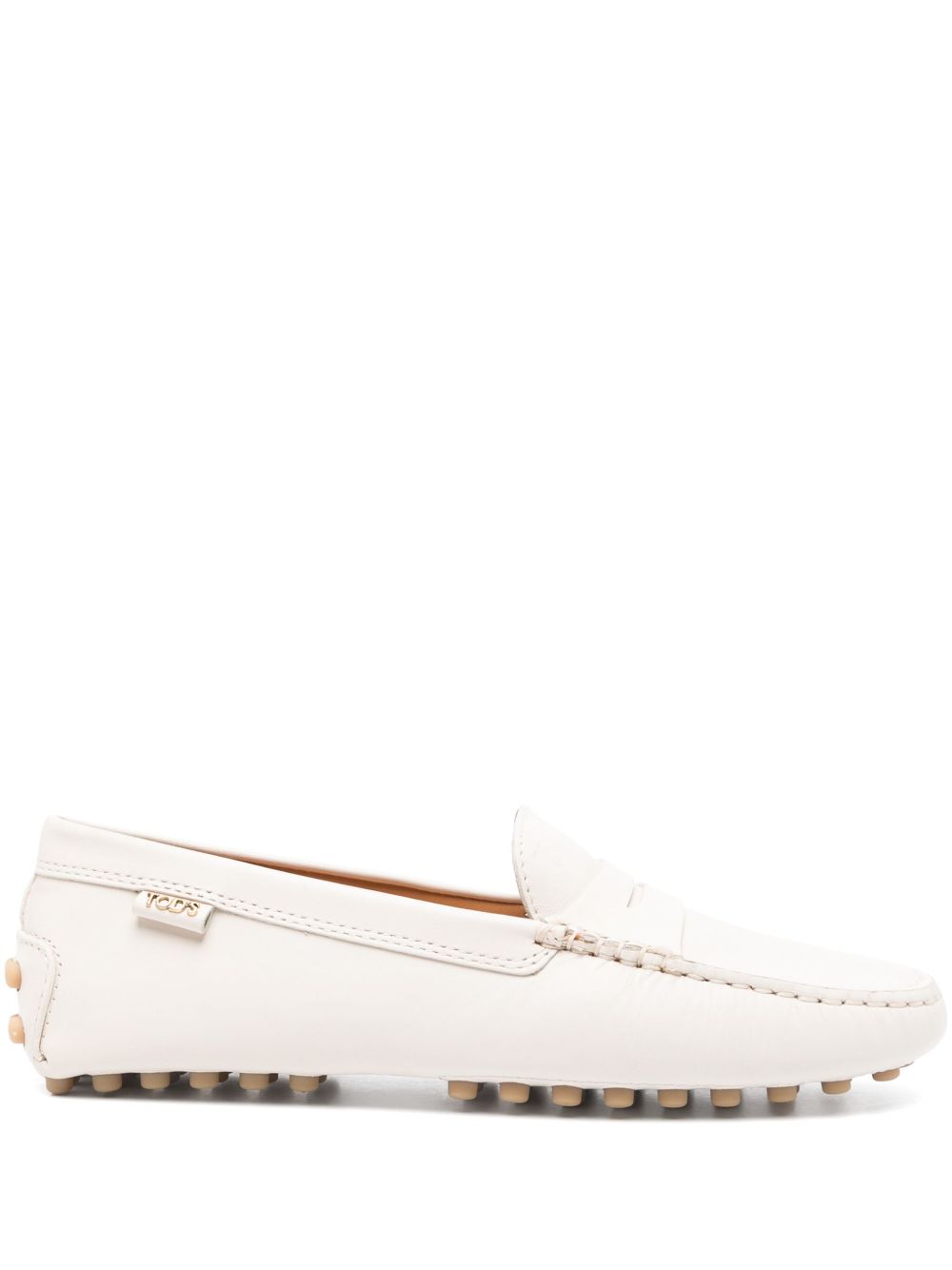 Tod's White Leather Gommino Driving Shoes