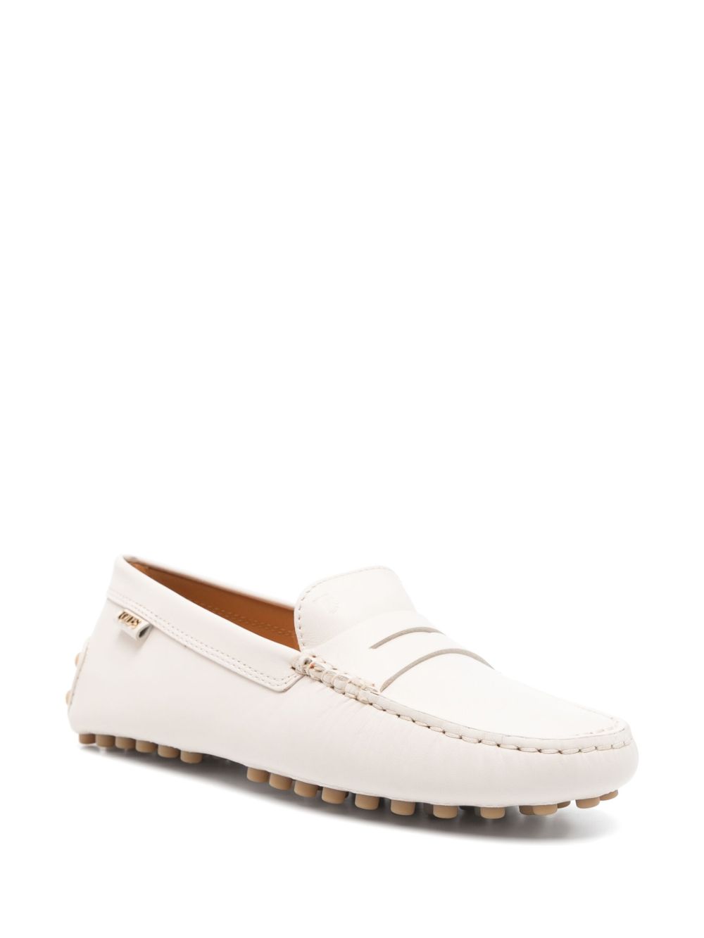 Tod's White Leather Gommino Driving Shoes