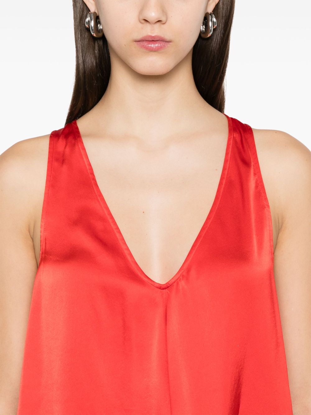 Forte Forte Orange elegant v-neck top in silk satin