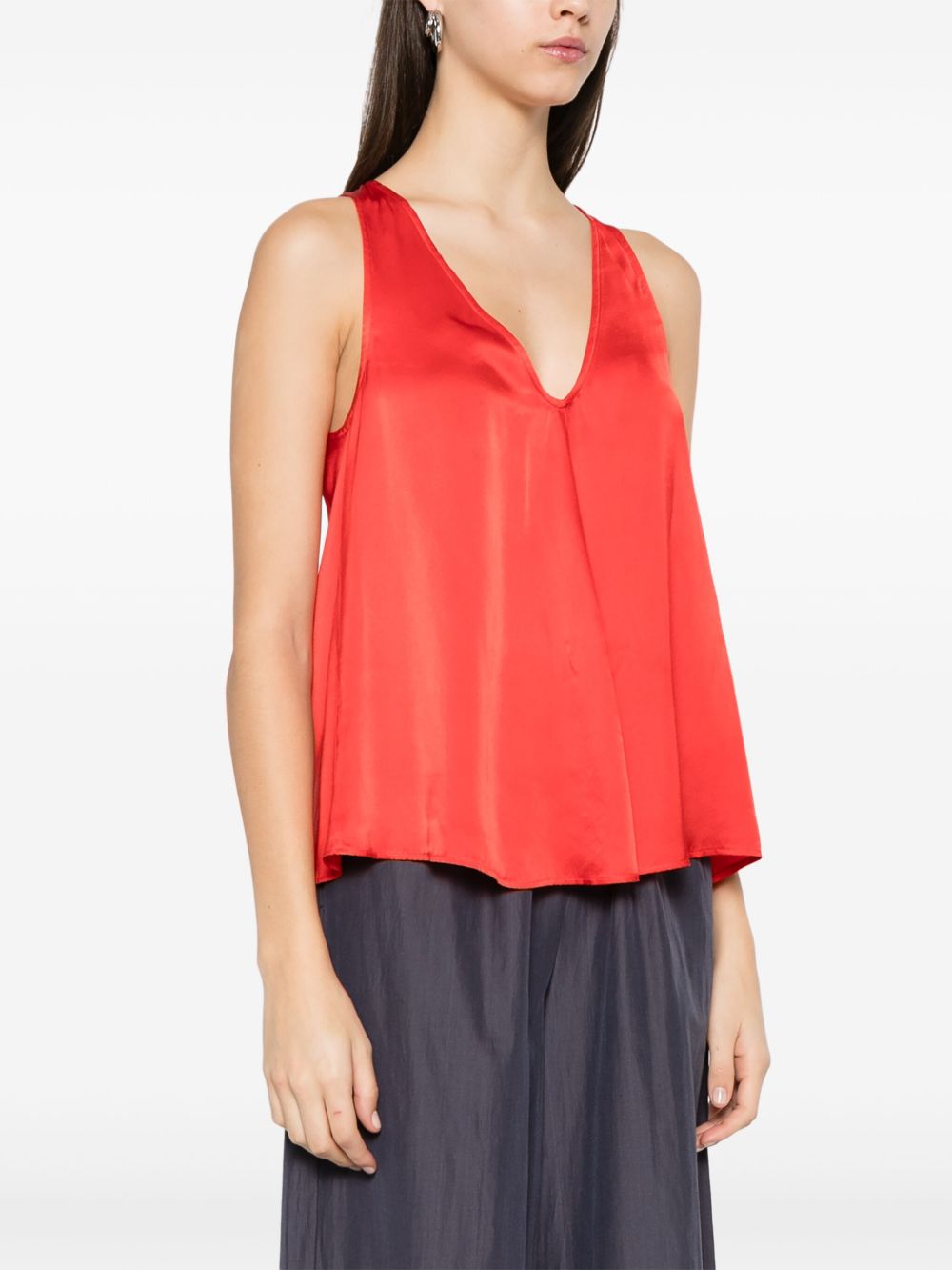 Forte Forte Orange elegant v-neck top in silk satin