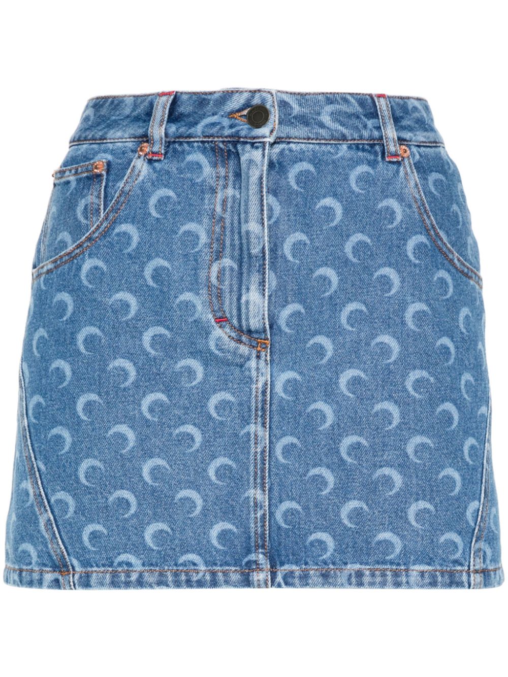 MARINE SERRE Moon Denim Mini Skirt Clear Blue