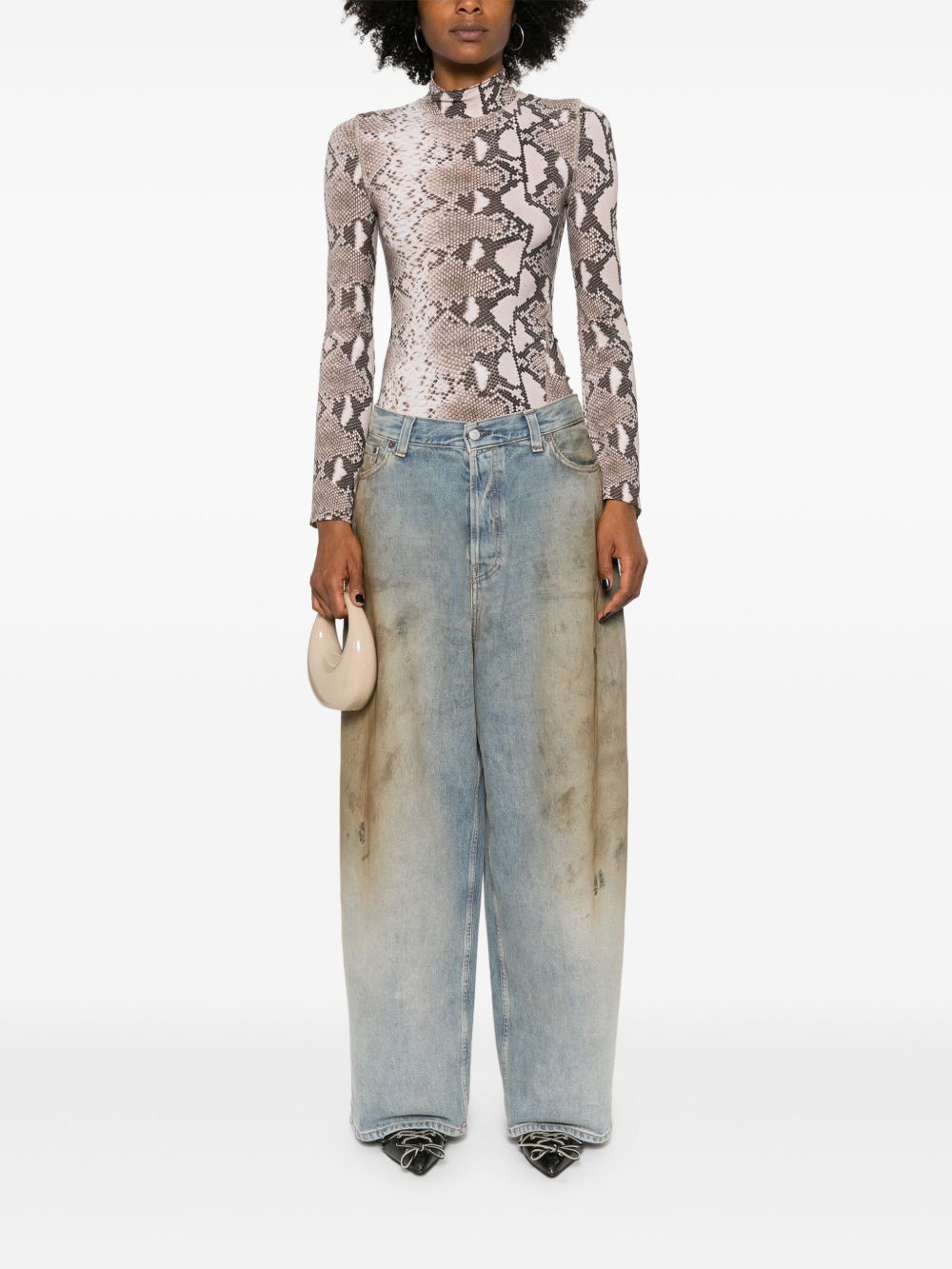 Acne Studios Distressed Effect Wide Leg Jeans In Clear Blue