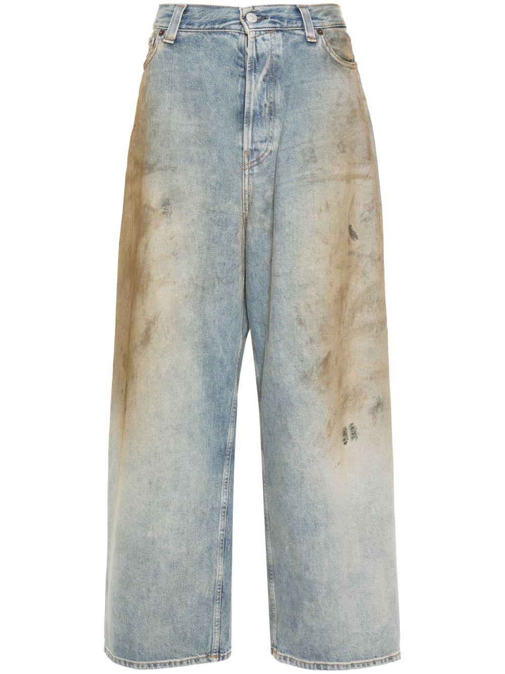 Acne Studios Distressed Effect Wide Leg Jeans In Clear Blue