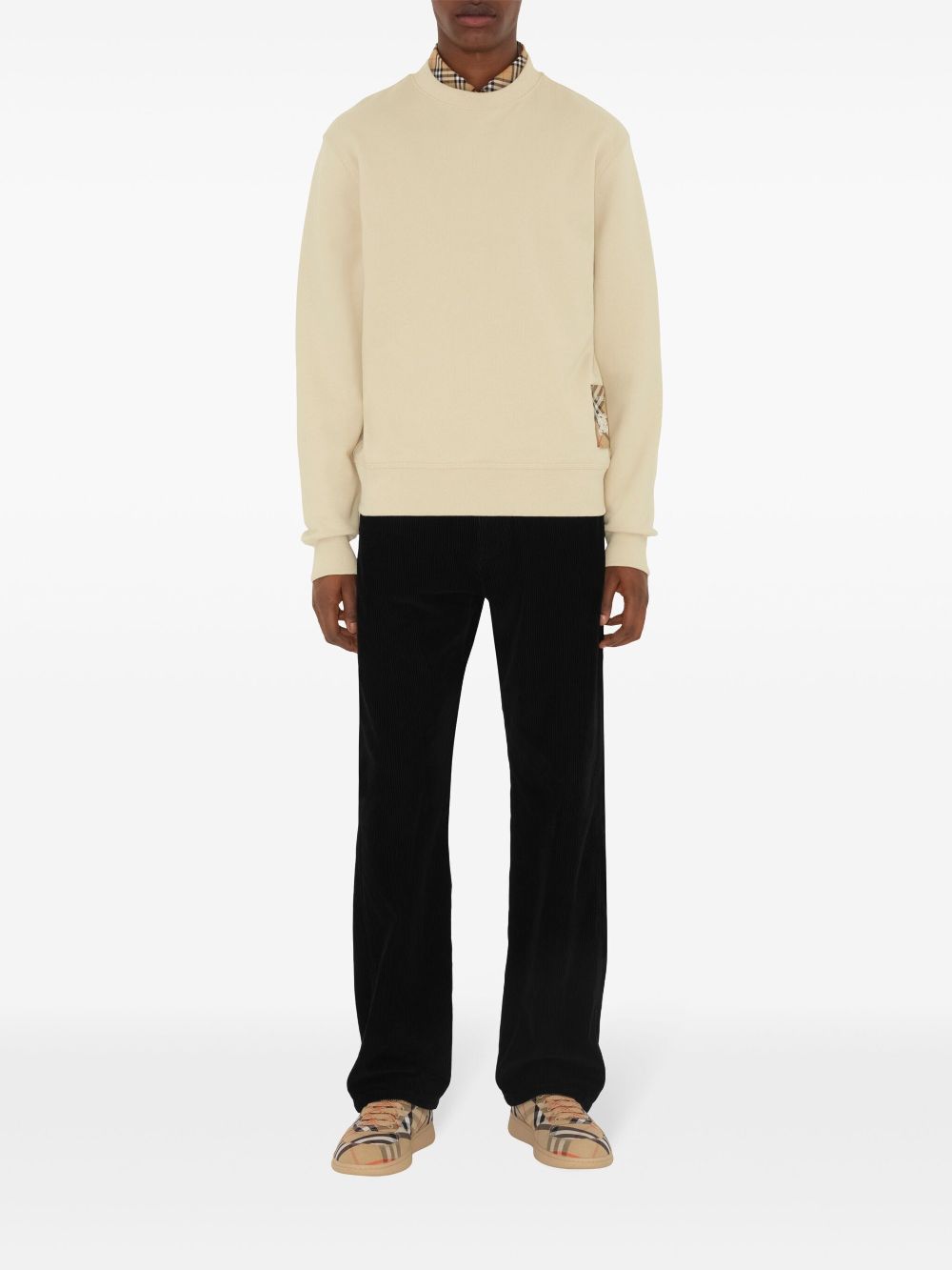 Burberry Beige Check Patch Sweatshirt