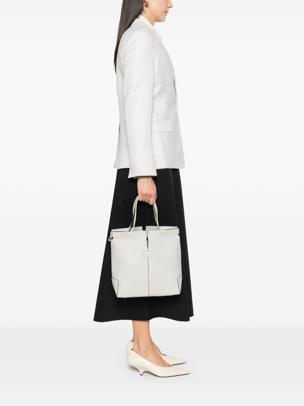 Tod's Small Di Bag Folio Tote Bag In Light Grey