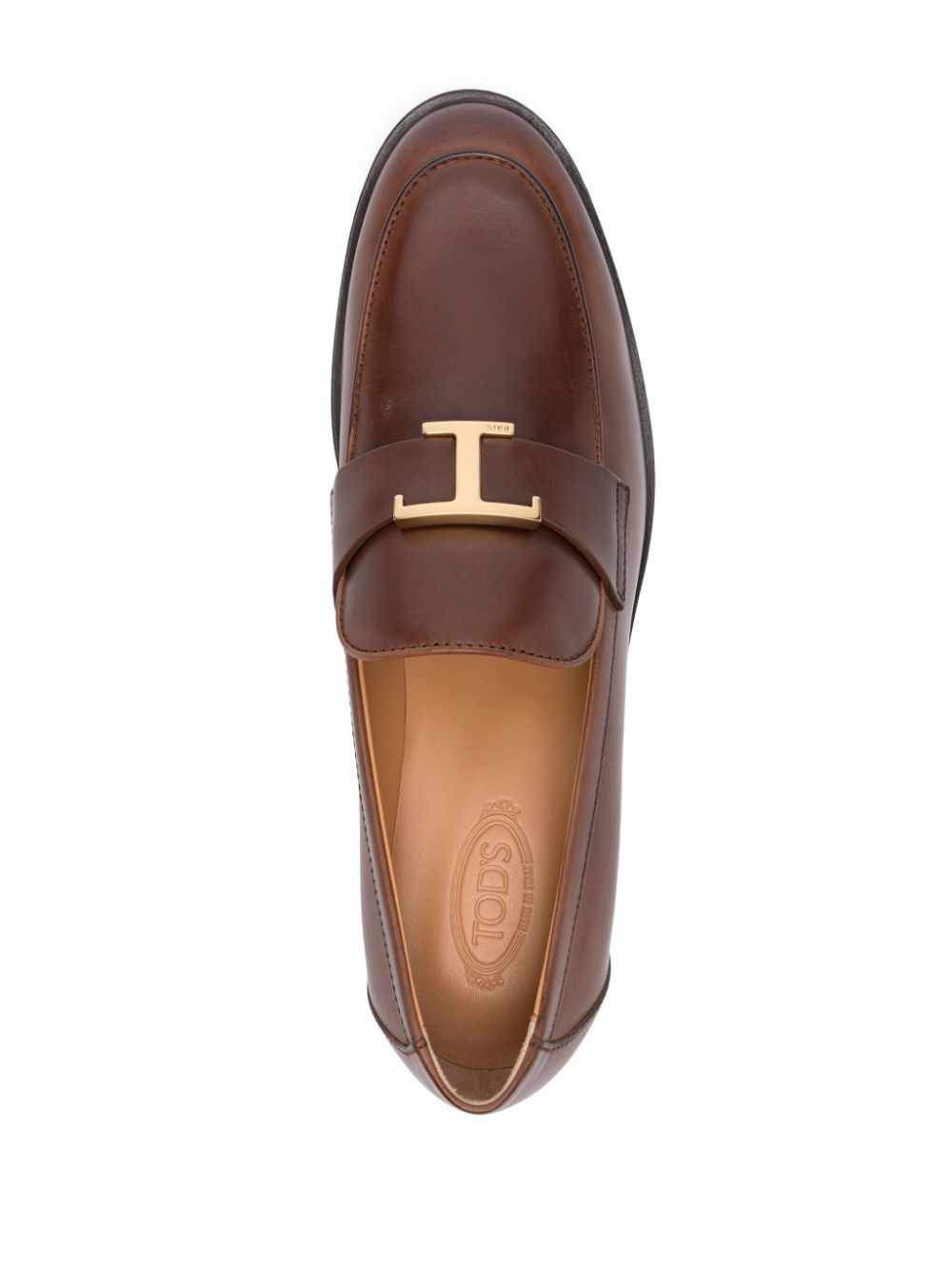 Tod's Leather Stacked Heel Loafers Brown