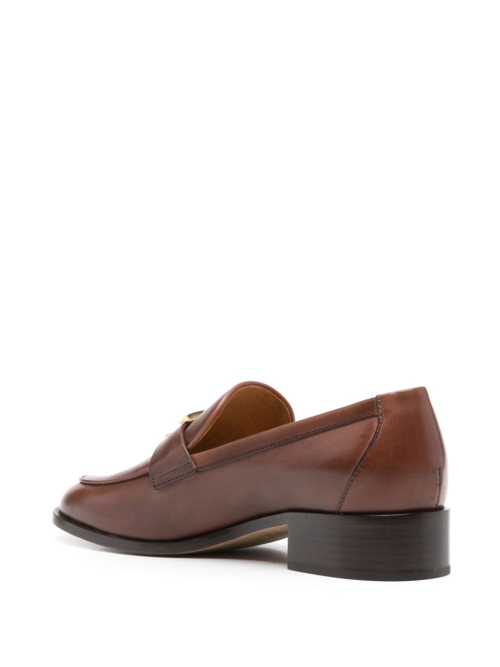 Tod's Leather Stacked Heel Loafers Brown