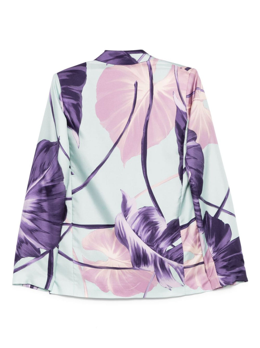F.R.S . Printed Silk Double-breasted Jacket - Purple