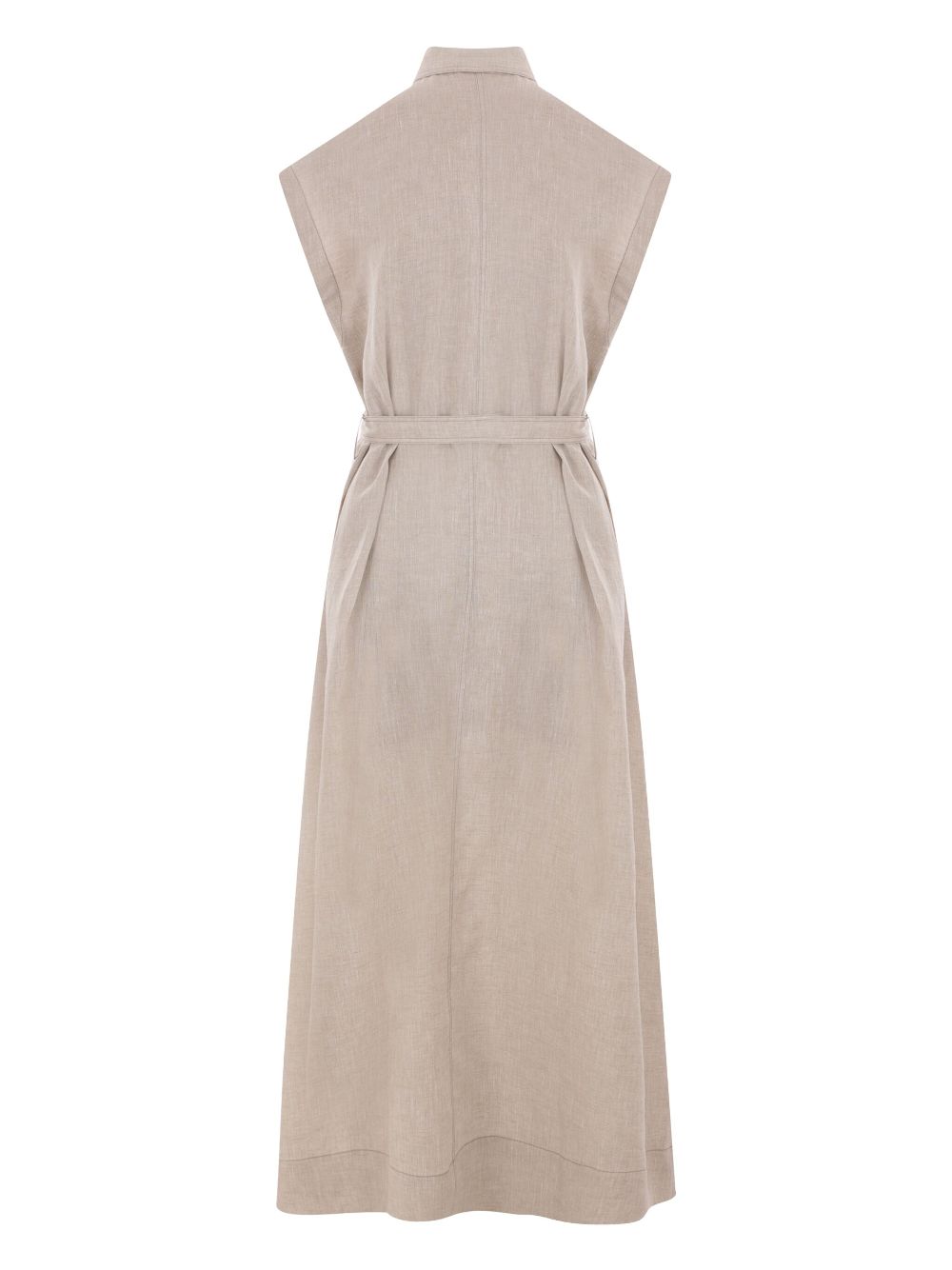 Brunello Cucinelli Linen Midi Dress Beige With Belt