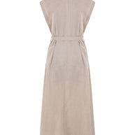 Brunello Cucinelli Linen Midi Dress Beige With Belt