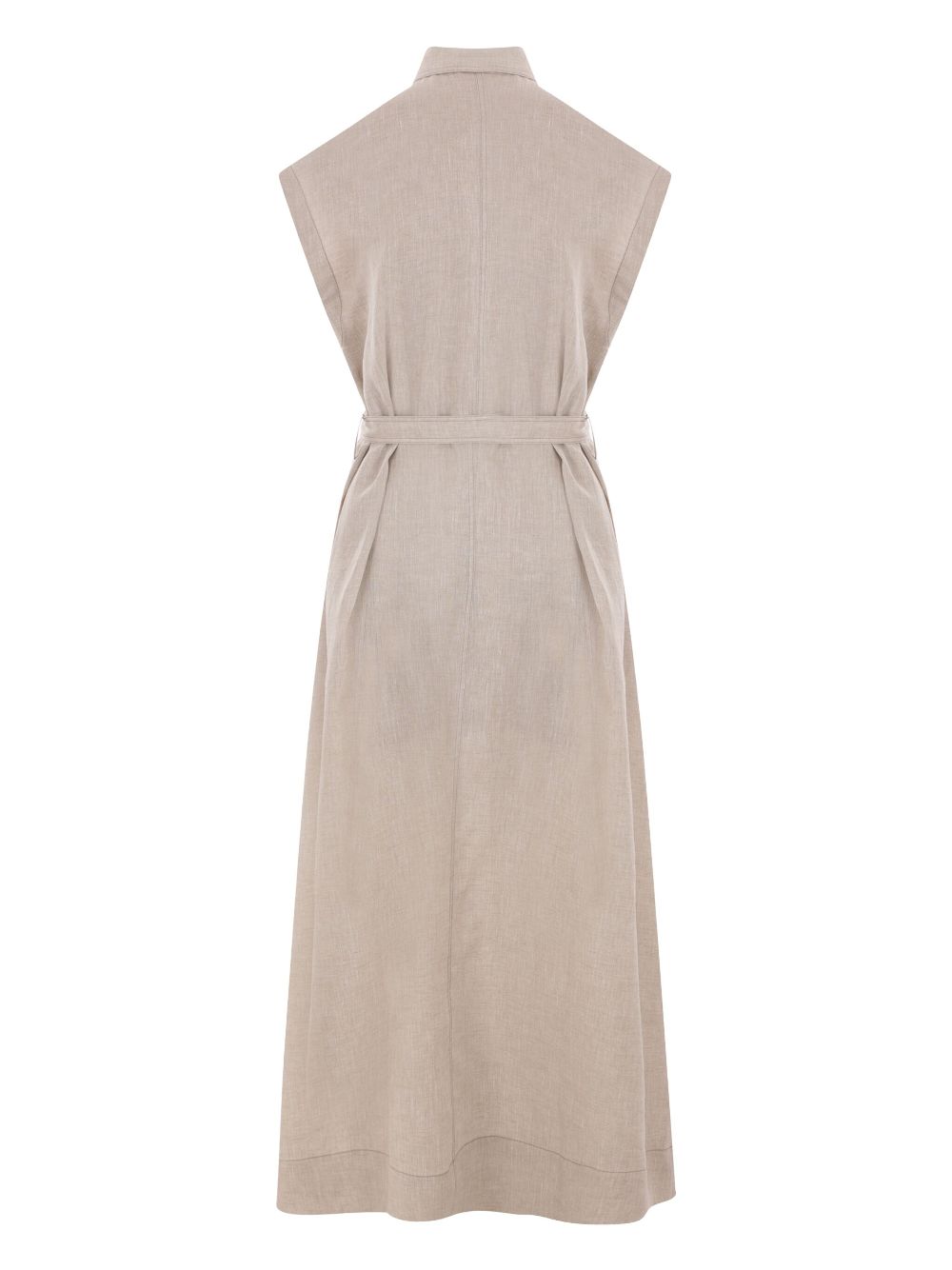 Brunello Cucinelli Linen Midi Dress Beige With Belt