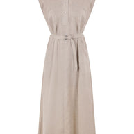 Brunello Cucinelli Linen Midi Dress Beige With Belt
