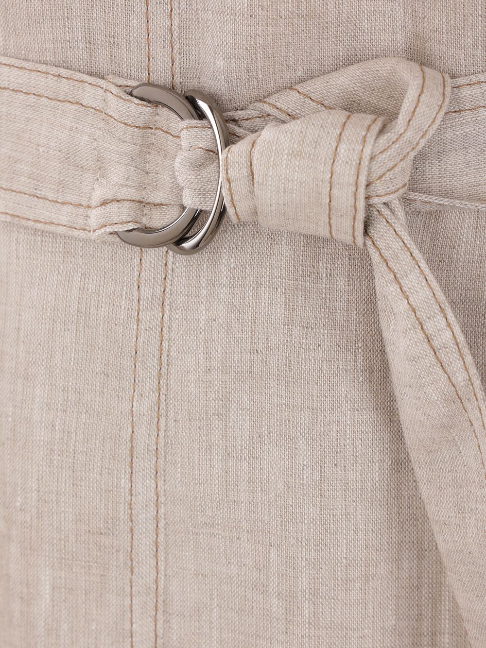 Brunello Cucinelli Linen Midi Dress Beige With Belt