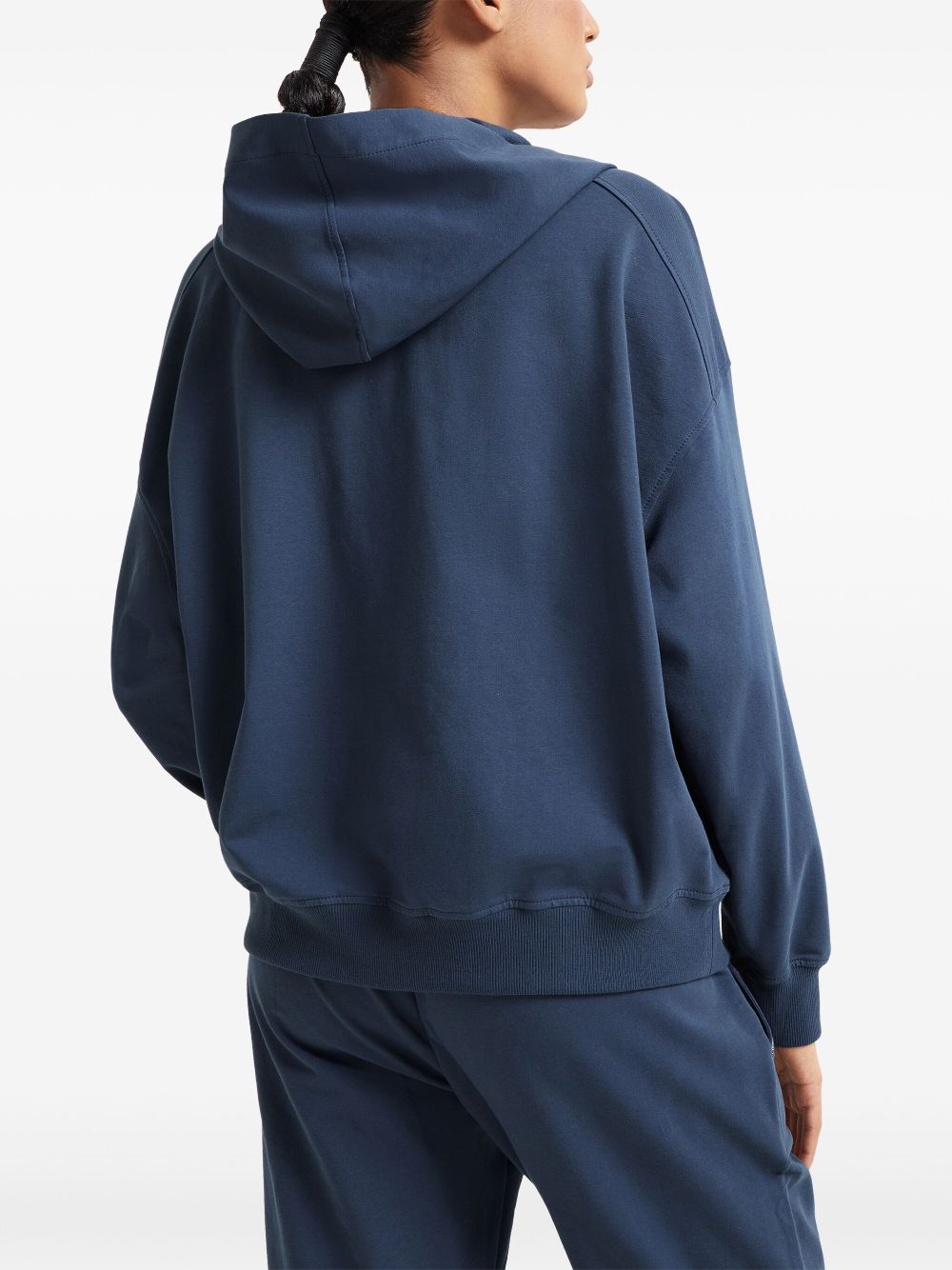 Brunello Cucinelli Blue Full Zip Hooded Sweatshirt