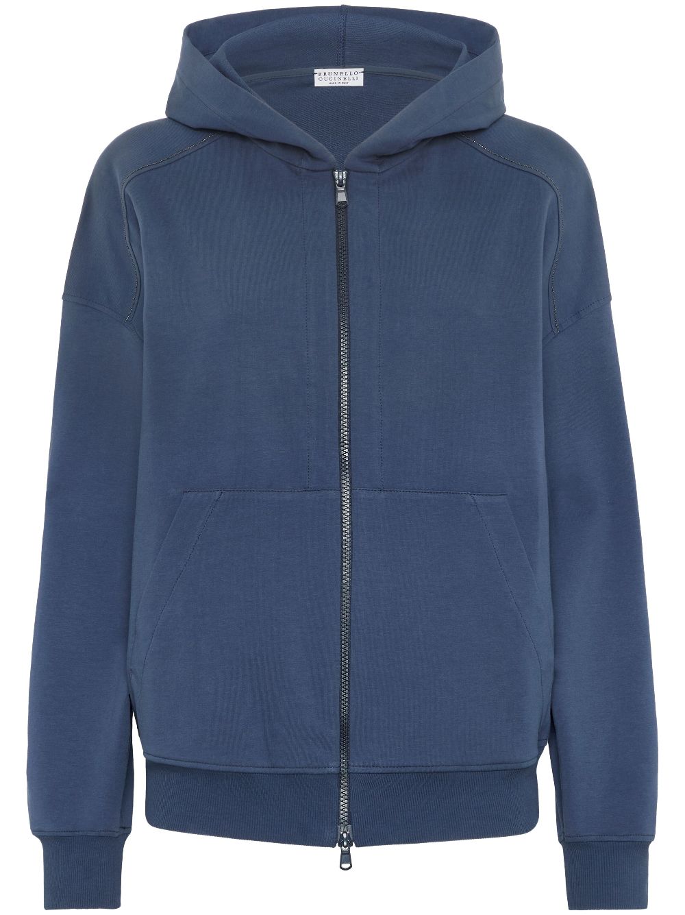 Brunello Cucinelli Blue Full Zip Hooded Sweatshirt