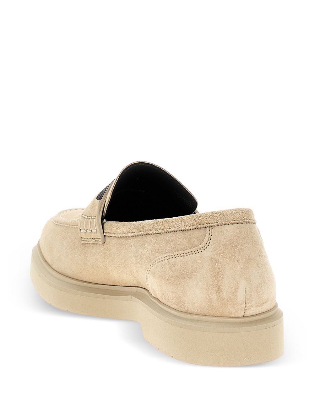 Brunello Cucinelli Suede Loafers Beige With Monili Detail