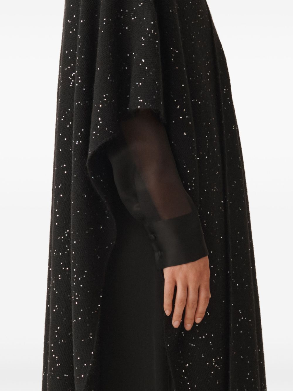 Fabiana Filippi Black Soft mohair sequin open front cape