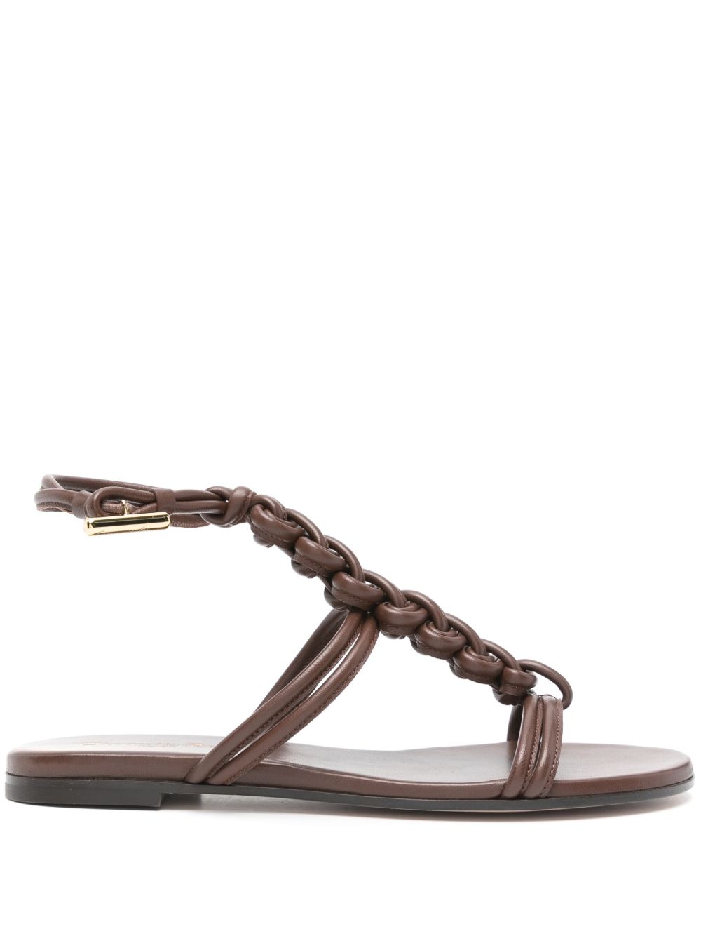 Gianvito Rossi Brown Leather Flat Sandals