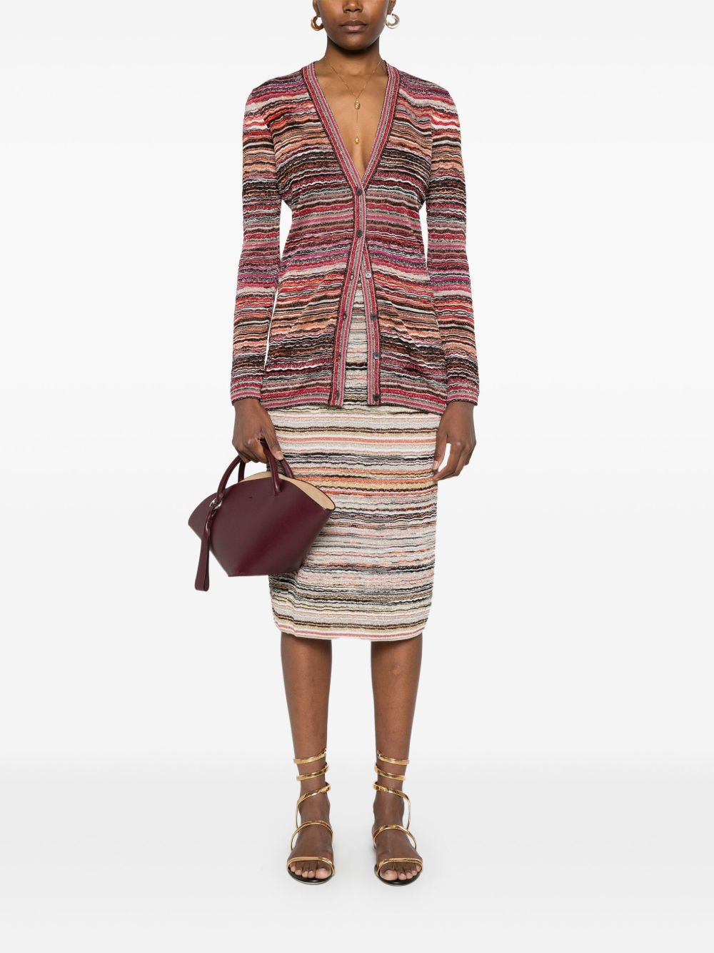 Missoni Midi Skirt In Lamé Embossed Viscose With Wave Pattern