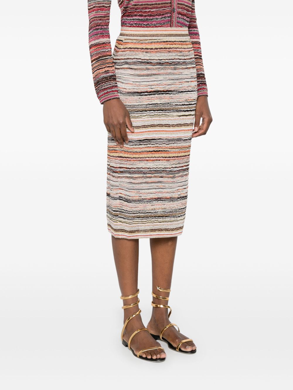 Missoni Midi Skirt In Lamé Embossed Viscose With Wave Pattern