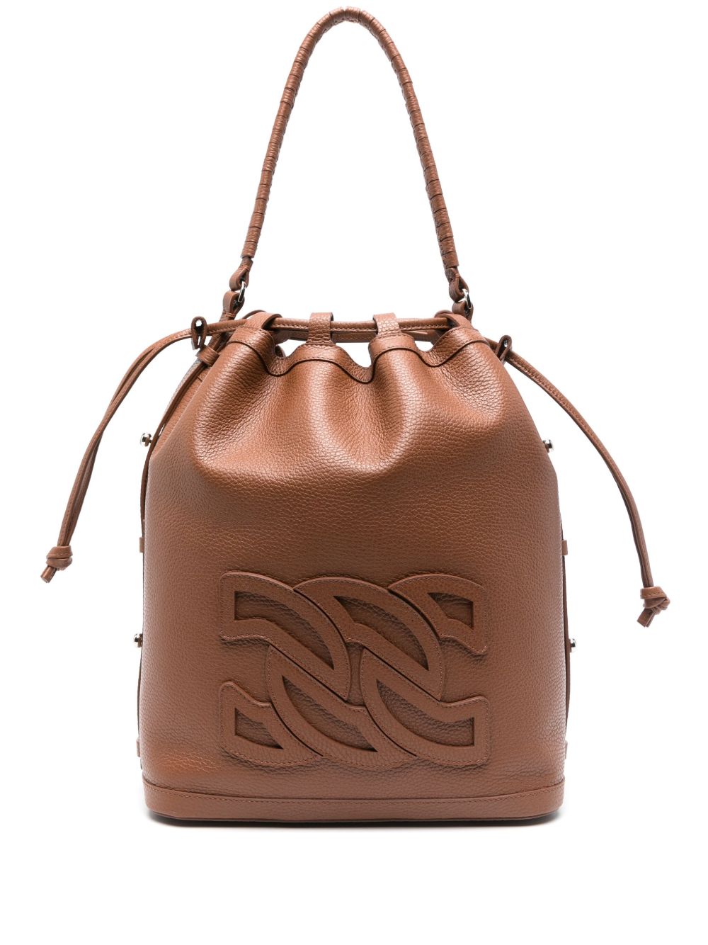 Casadei Voyage Leather Bucket Bag Brown