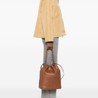 Casadei Voyage Leather Bucket Bag Brown
