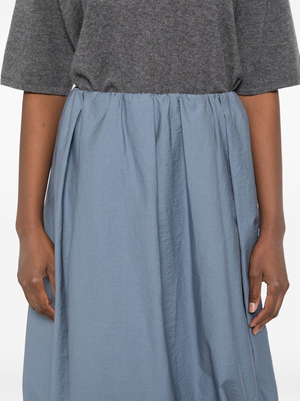 Brunello Cucinelli Cotton Bubble Hem Skirt Blue