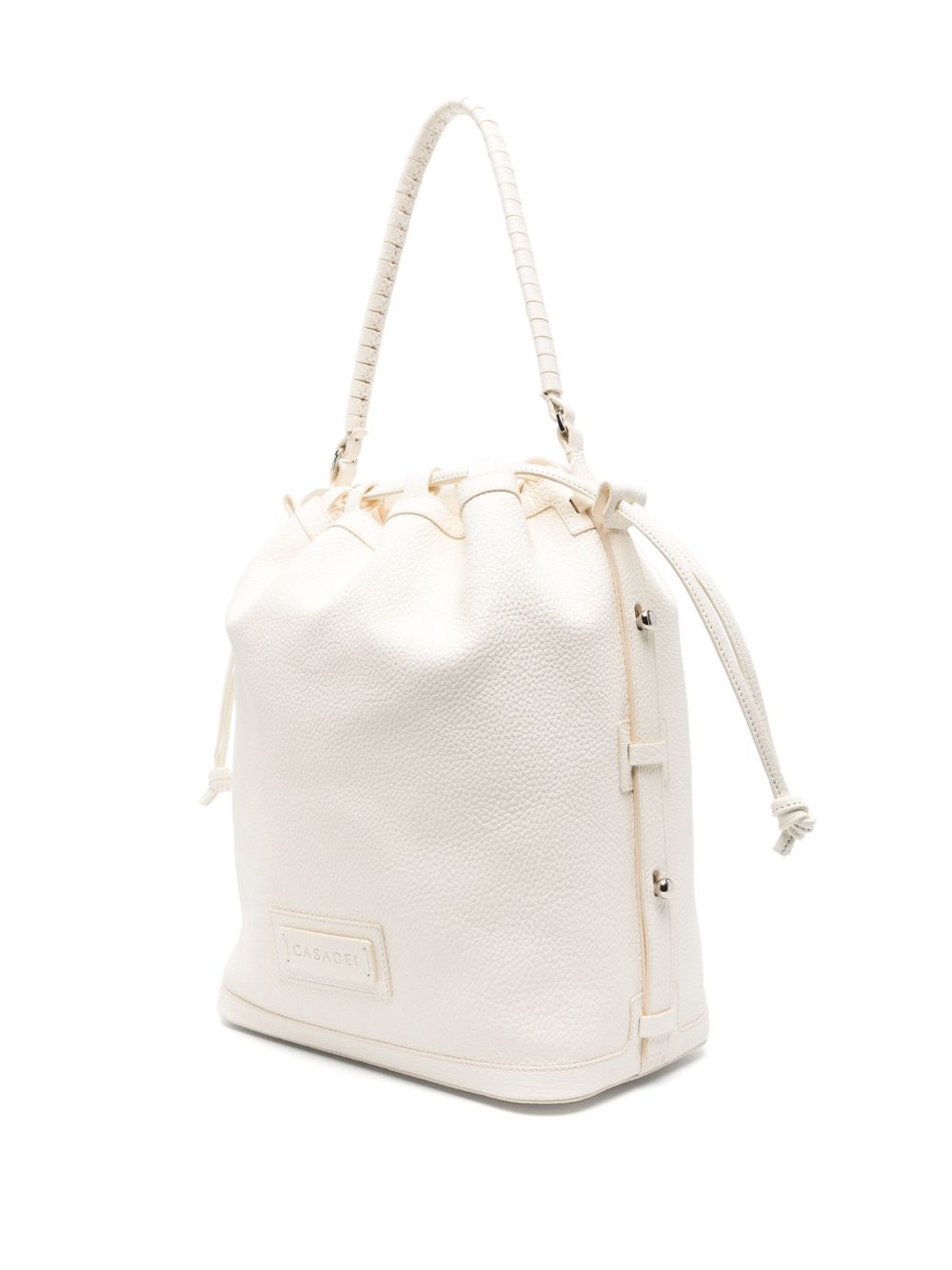 Casadei Voyage Leather Bucket Bag White