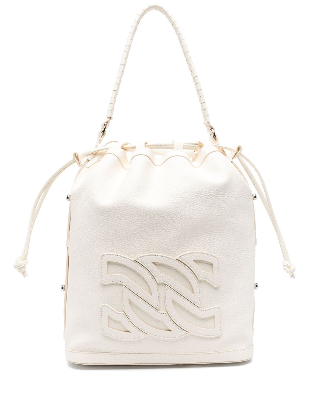 Casadei Voyage Leather Bucket Bag White