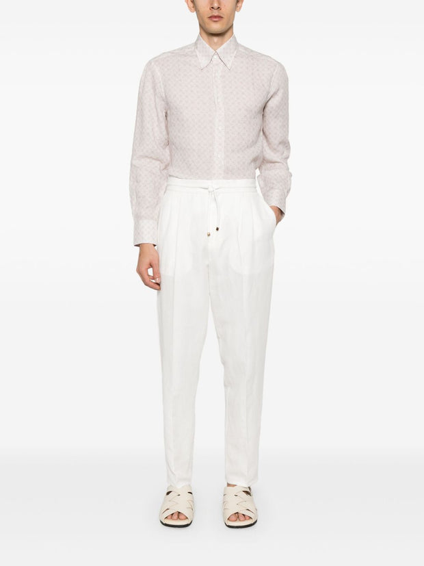 Brunello Cucinelli Linen Trousers In White