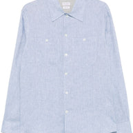 Brunello Cucinelli Linen Shirt In Clear Blue