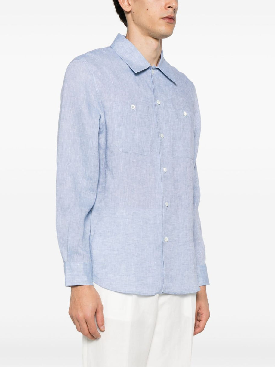 Brunello Cucinelli Linen Shirt In Clear Blue