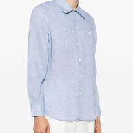 Brunello Cucinelli Linen Shirt In Clear Blue