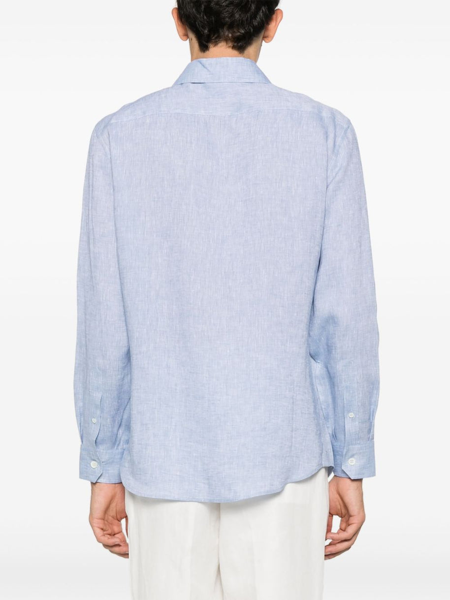 Brunello Cucinelli Linen Shirt In Clear Blue