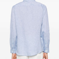 Brunello Cucinelli Linen Shirt In Clear Blue