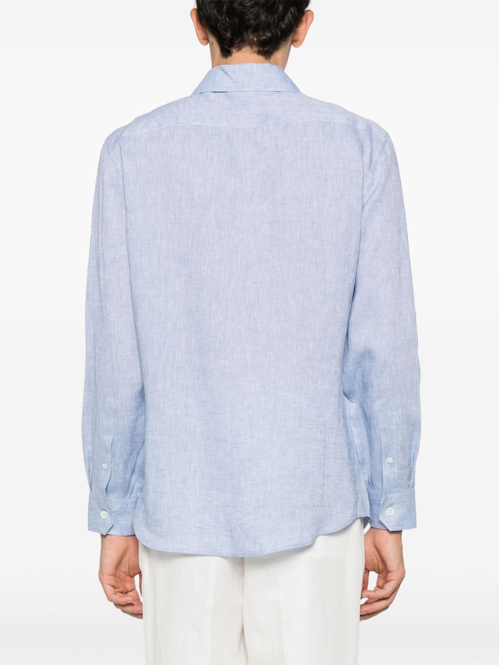 Brunello Cucinelli Linen Shirt In Clear Blue