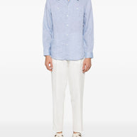 Brunello Cucinelli Linen Shirt In Clear Blue
