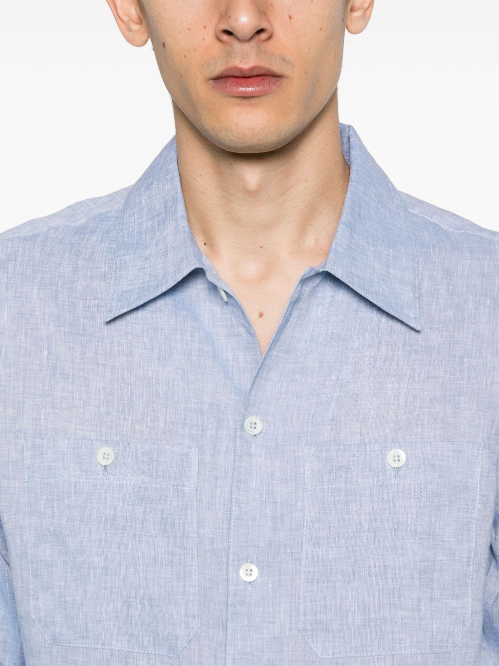 Brunello Cucinelli Linen Shirt In Clear Blue