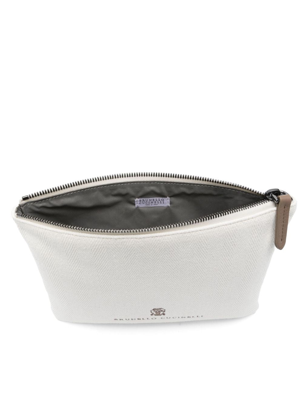 Brunello Cucinelli Cotton Top Zip Wallet White