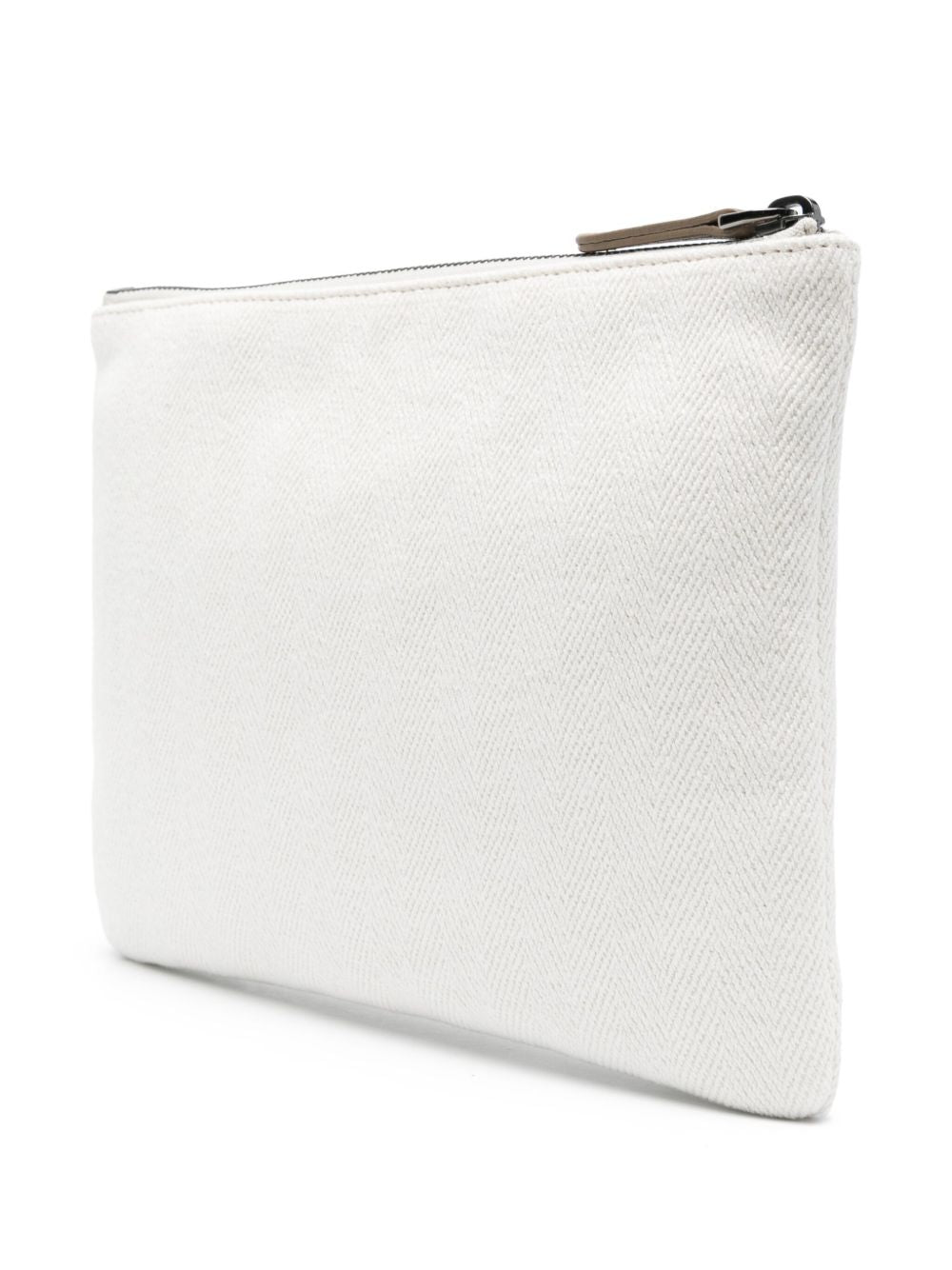 Brunello Cucinelli Cotton Top Zip Wallet White