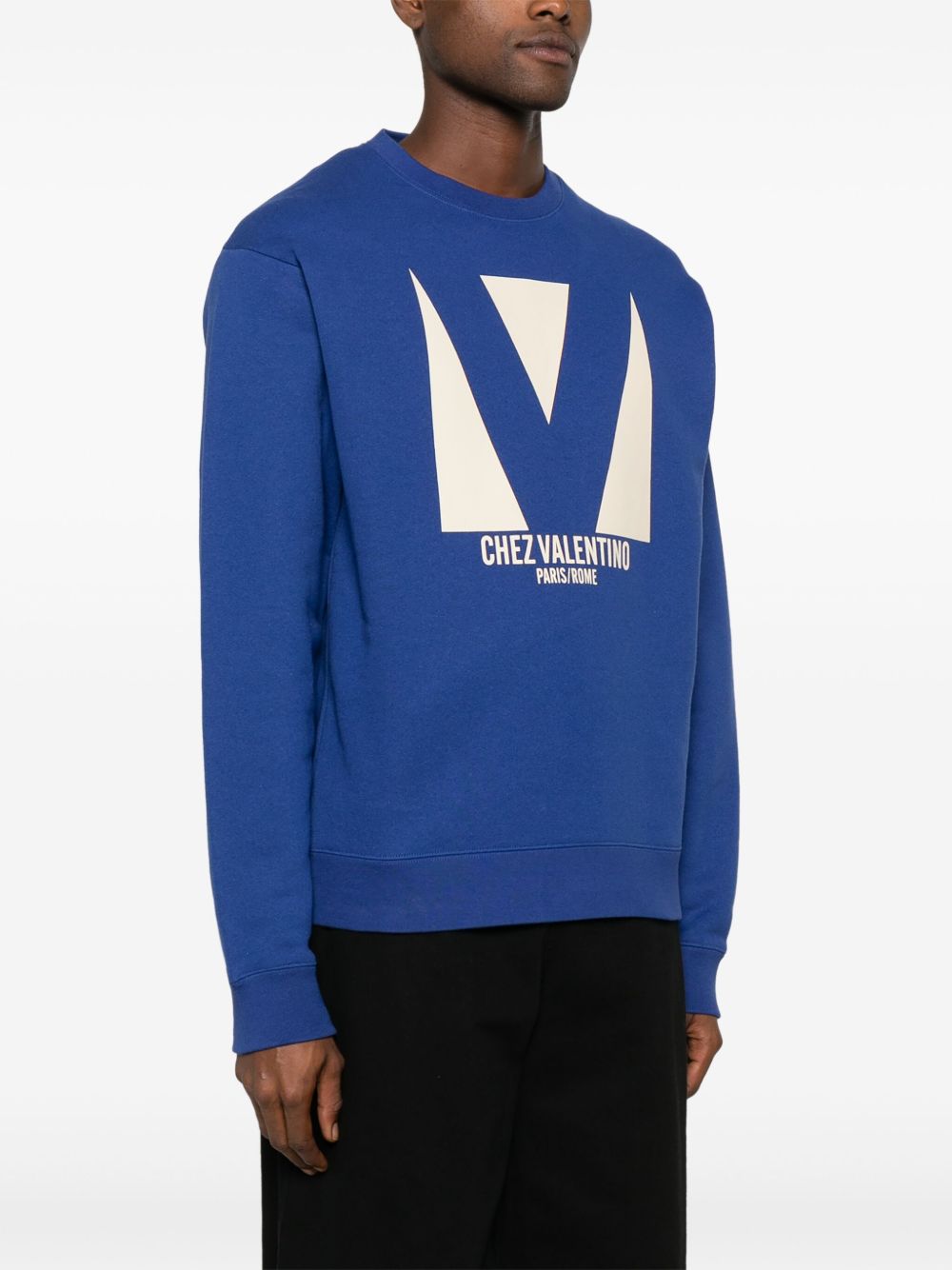 Valentino Cotton Crew Neck Sweatshirt Blue