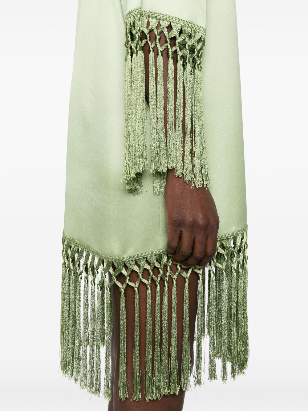 Valentino Green Silk Midi Dress With Tassel Detail