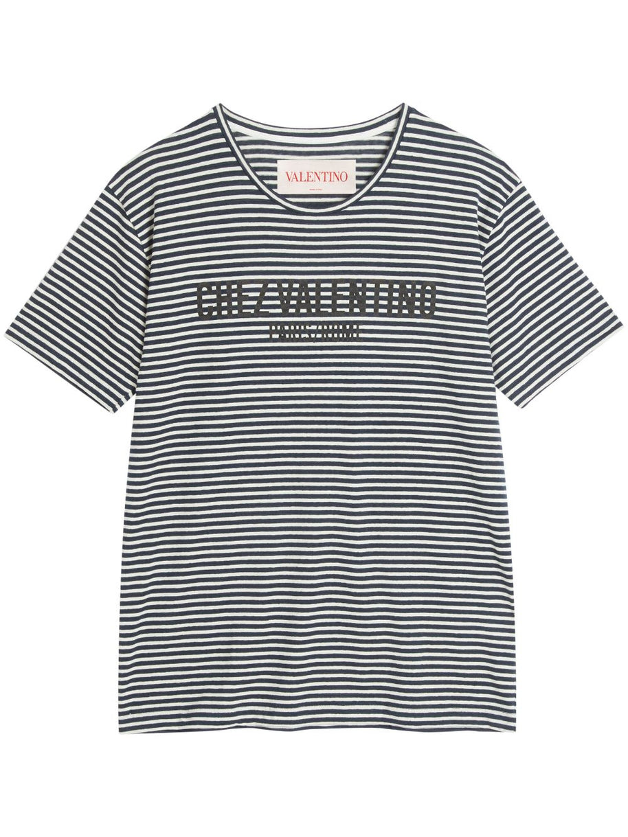 Valentino Striped Logo Print T-shirt