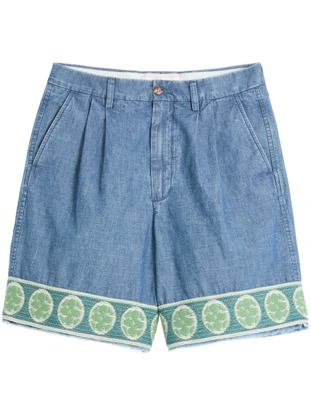 Valentino Denim Shorts Blue With Embroidery