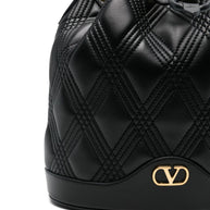 Valentino Garavani Quiltie 67 Leather Bucket Bag - Black