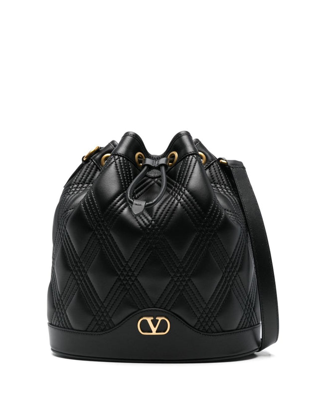 Valentino Garavani Quiltie 67 Leather Bucket Bag - Black