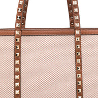 Valentino Garavani Rockstud Canvas Medium Tote - Leather Brown